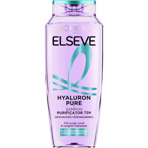 Sampon purificator L'Oreal Paris Elseve Hyaluron Pure pentru scalp si radacini grase si lungimi deshidratate, 250 ml