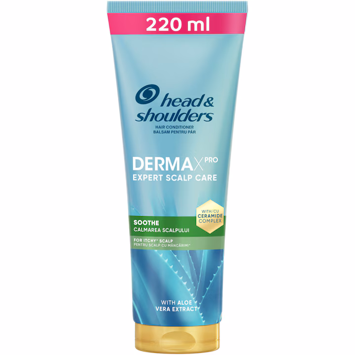 Balsam Head & Shoulders DermaXPro Soothing Comfort cu extract de aloe vera si complex de ceramide, calmeaza scalpul uscat si iritat, protejeaza impotriva matretii, 220 ml