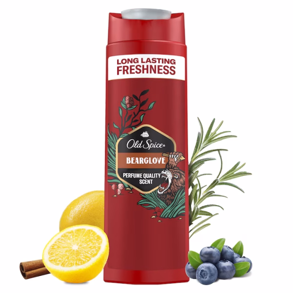Gel de dus si sampon 3–in-1 Old Spice Bearglove pentru corp, par si fata, 400 ml