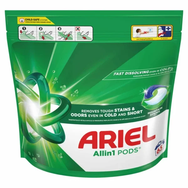 Ariel Allin1 Pods Mountain Spring – Detergent capsule, 65 spalari, 65 buc