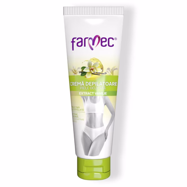 Crema depilatoare Farmec, pentru piele sensibila, Vanilie, 150 ml