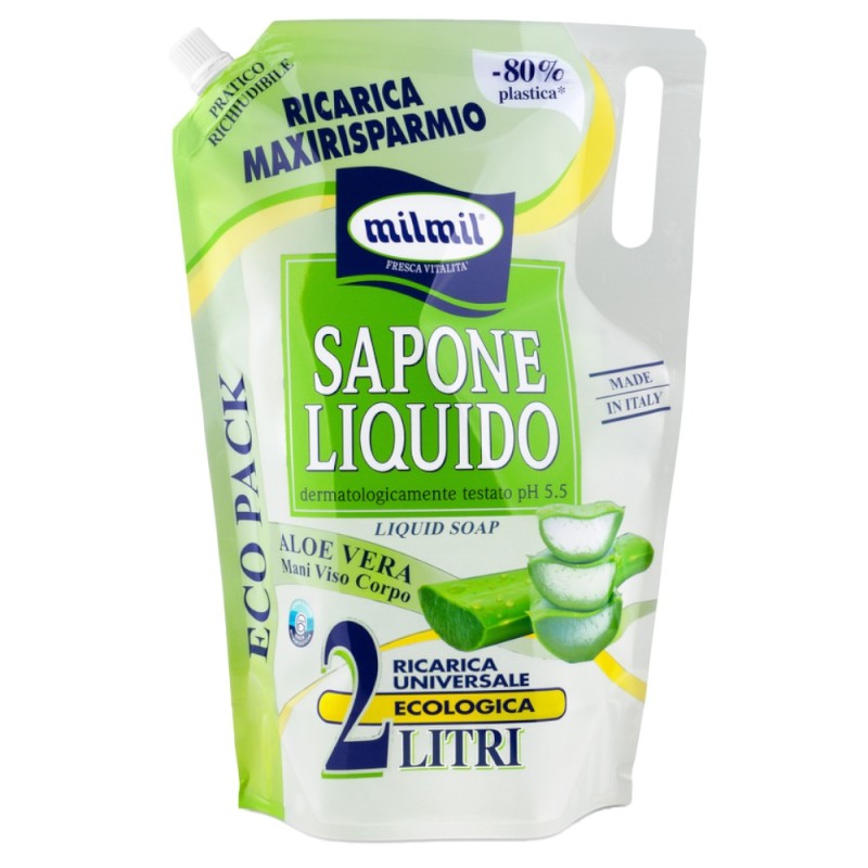 Sapun lichid rezerva cu aloe vera, 2000ml, Mil Mil