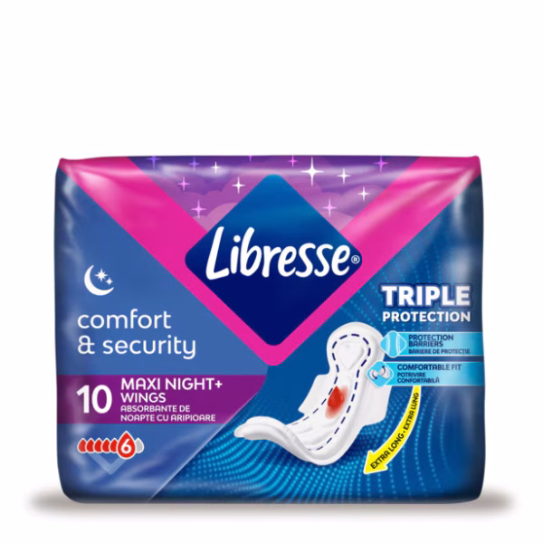 Absorbante Libresse Maxi Night cu aripioare
