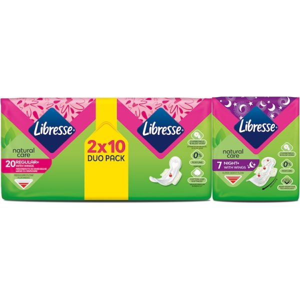 Absorbante Libresse Natural Care Duo, 20 bucati + Absorbante Libresse Natural Care Night, 7 bucati